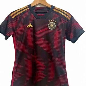 Adidas Black and Red Jersey with Zigzag Design (Deutchland soccer jersey)